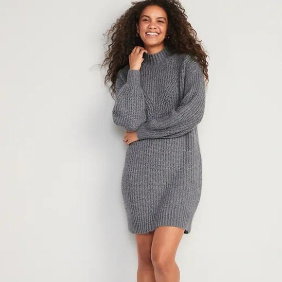 Old Navy Dresses & Skirts - Old Navy Long-Sleeve Relaxed Mock-Neck Mini Sweater Shift Dress for Women